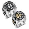 Retro Hip Hop Men Celtic Knot Ring Viking Nordic Triangle Symbol Jewelry Luxury Punk Party Accessories