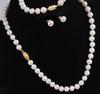 Wholesale 7-8MM White Cultured Pearl Necklace Bracelet Earring Set