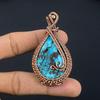 Tibetan Turquoise Pendant, 999 Copper Wire Wrapped Gemstone Jewelry, Handmade Pendant, For Thanksgiving