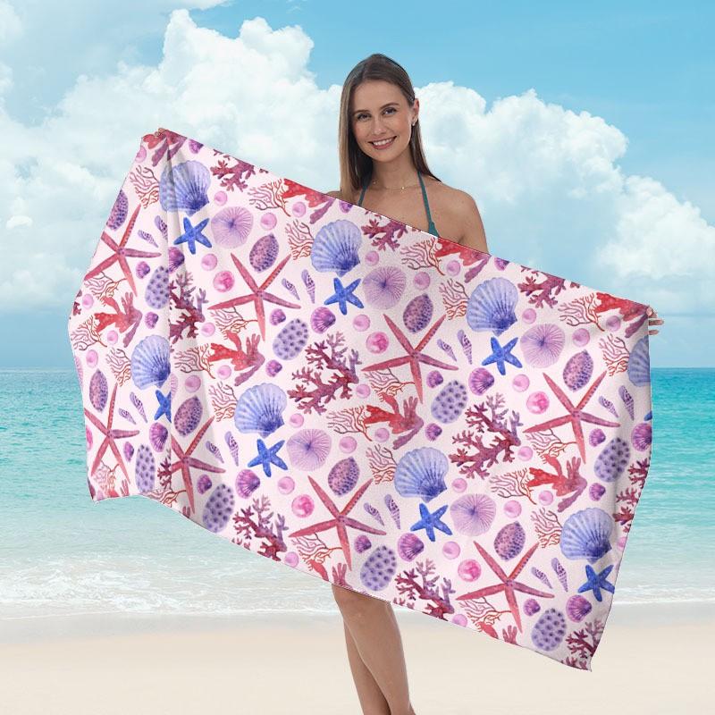 Custom Printed Microfiber Beach Towel Quick Dry Sports Swimming Pool Outdoor Travel Yoga Gym Sun Protection Double Sided Plush Bath