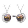 1Pc USA 250th Anniversary Double Sided Rotating Moon Alloy Necklace, Liberty Bell Flag