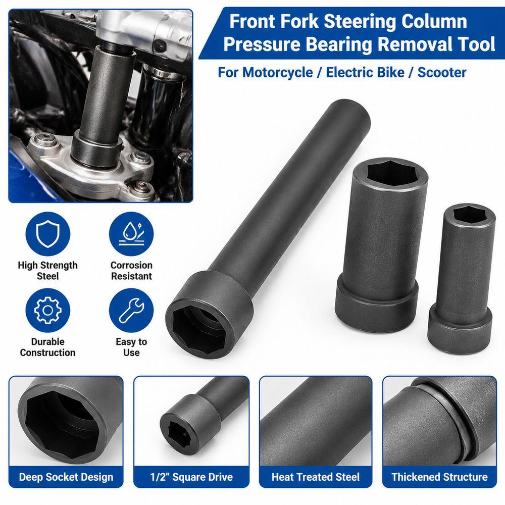 Black Oxide Finish Steering Stem Removal Tool Thickened Wall Pressure Bearing Socket Scooter