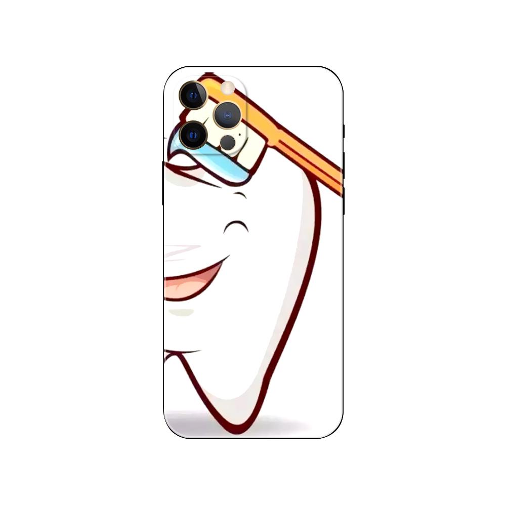 Чехол для телефона с милым мультяшным дантистом и зубом для iPhone 5 5S 2020se 6 6s 7 8 plus x 10 XR XS 11 12 13 mini pro MAX, черная задняя крышка из ТПУ