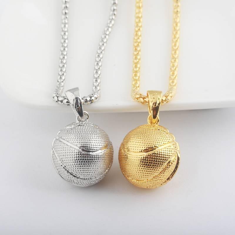 Изысканное 3D ожерелье-подвеска в виде баскетбольного мяча для мужчин с цепочкой из нержавеющей стали