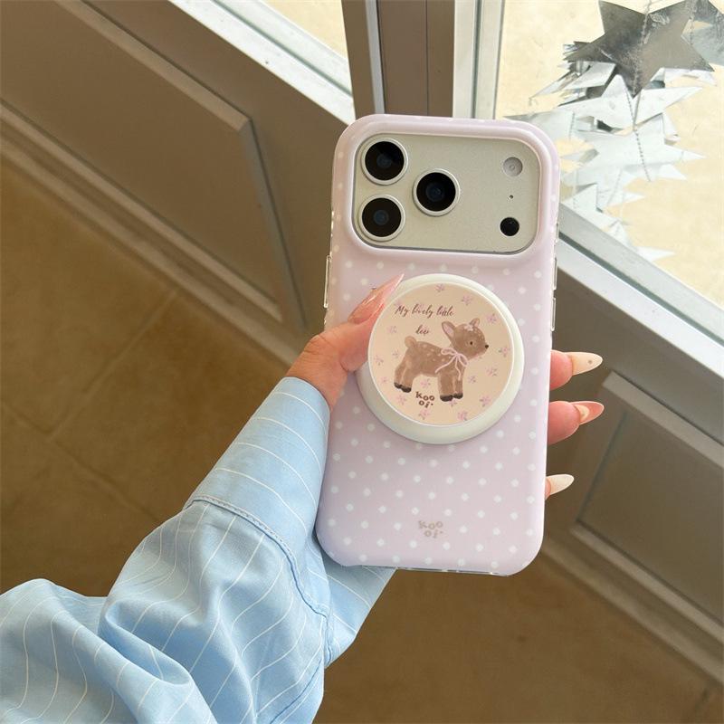 Милый Мультяшный Олень Цветочный Магнитный Чехол-подставка для iPhone 17 Pro Max/16/15/14