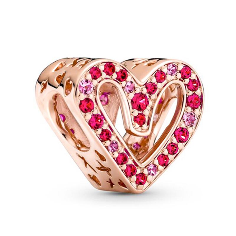 European Style DIY Charm Beads for Jewelry Making, Gold Plated CZ Heart Animal Dangle Charms, Pandora Compatible Bracelet Necklace Accessories