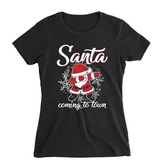 Coming to town Funny santa Claus Christmas Dabbing TShirt 100 Cotton ONeck Summer Short Sleeve Casual Unisexs Tshirt Size S3XL