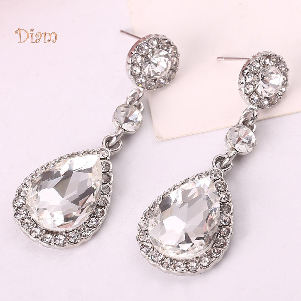 Длинные висячие серьги с горным хрусталём для торжественных мероприятий