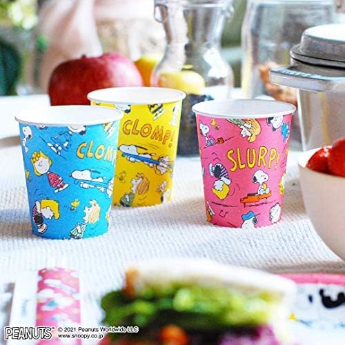 Sunnap Paper Cups, Snoopy Retro Pattern, 205ml, 25 cups per pack (4 packs total, 100 cups), Assorted Paper Cups in 4 Designs, Made in Japan, 7.5cm Wid