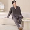 Couple pajamas pure cotton long-sleeved spring and autumn women's simple casual men's comfortable cardigan cotton loungewear set