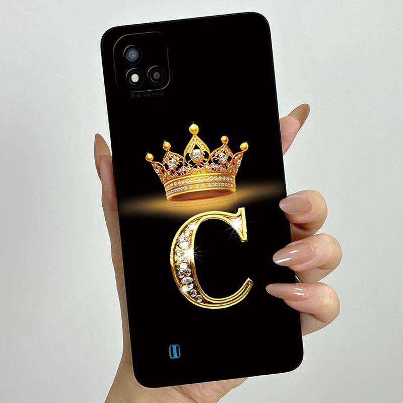 Для Realme C11 2021 RMX3231 C20 Чехол Корона Буква Жидкий Силикон Мягкие Чехлы для Телефона Для RealmeC20 C20A Полная Защита Задняя Крышка