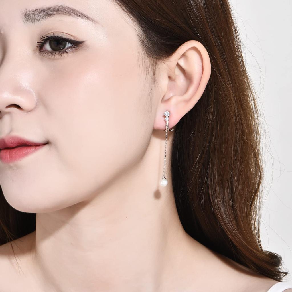 Pearl Earrings for Silver June School Entrance Graduation Gift for Women In Their and Jewelry FH.bird Women, Swinging, Wedding, Hypoallergenic, 925,