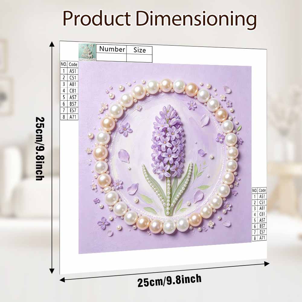 Pearl painting kit DIY purple hyacinth flower home or office wall decoration