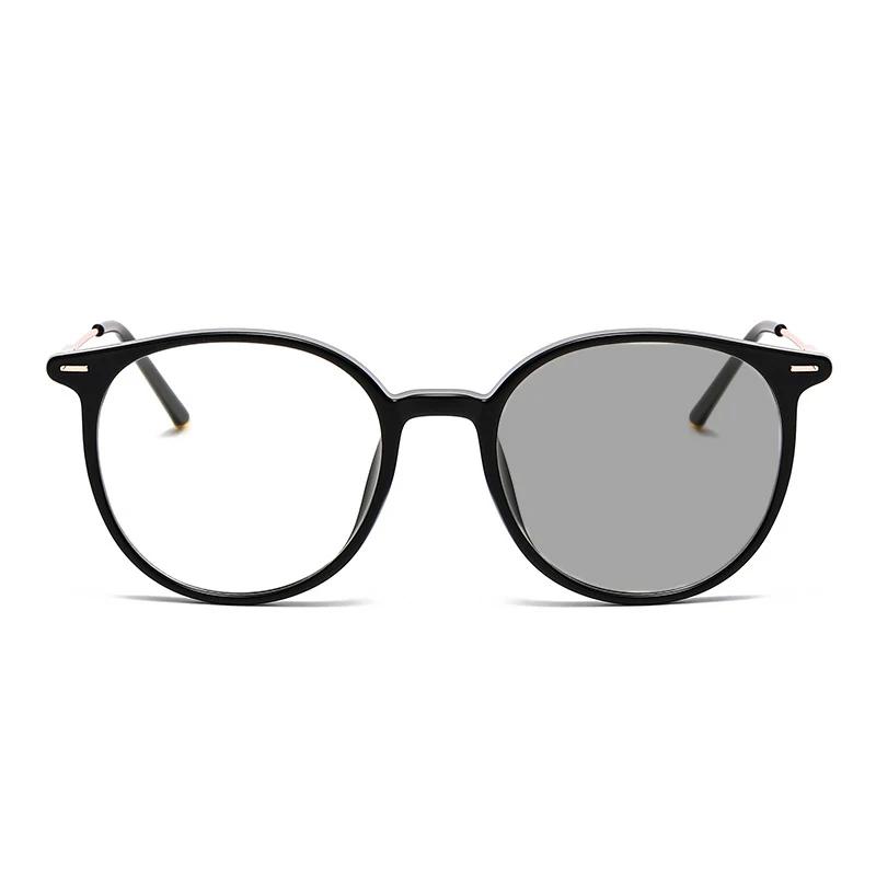 Модный тренд Круглые фотохромные очки для близорукости Солнцезащитные очки для мужчин и женщин Анти-синий свет Минус очки от 0 до -4.0