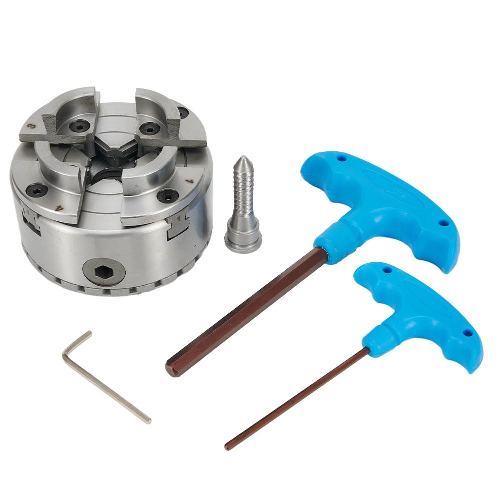 4-дюймовый 4-кулачковый самоцентрирующийся токарный патрон с резьбой M33, гаечный ключ 2,5 мм, внешний диаметр патрона 96 мм