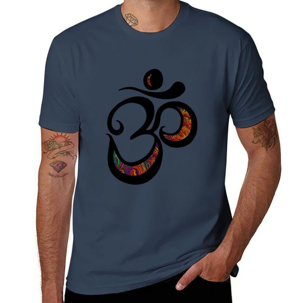 Spiritual Om Art Goa Psy Design Yoga TShirt Big and Tall Solid Color TShirt