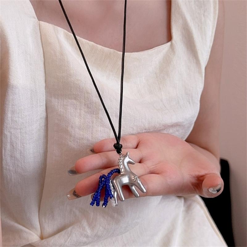Модные necklaces с подвесками-кисточками на цепочке-лошадке, регулируемая длинная цепочка, для вечеринки и повседневной носки, элегантное длинное necklace с кисточками
