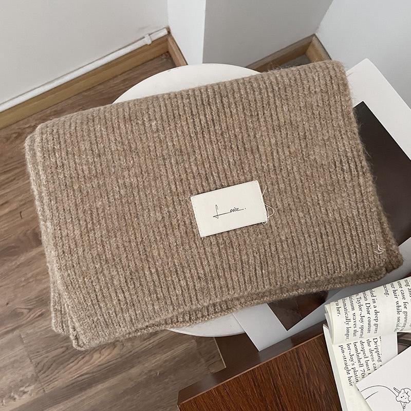 New Red Knitted Wool Scarf Girls Winter Thickened Versatile Wool Scarf Christmas Gift