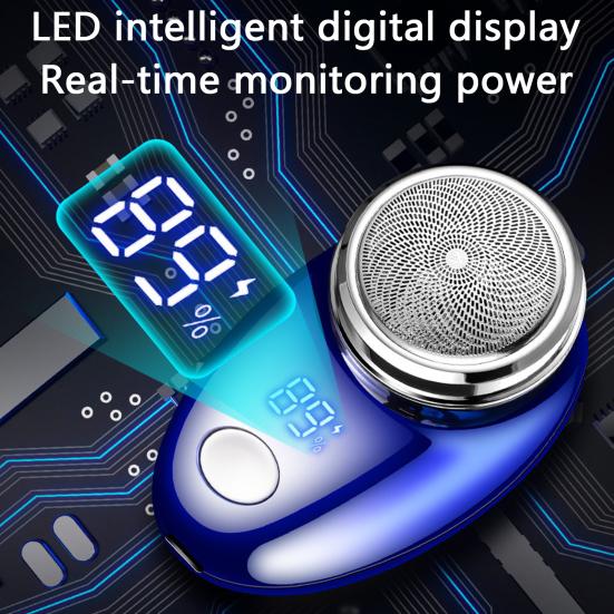 Мужская электробритва с цифровым дисплеем Type-C, перезаряжаемая мини-роторная бритва для путешествий, портативный беспроводной инструмент для удаления волос, триммер для бороды