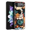 Cartoon Cute Cosmonaut Hard PC Phone Case For Samsung Galaxy Z Flip 7 6 5 4 Black Cover For Galaxy Z Flip3 Foldable Fundas Shell