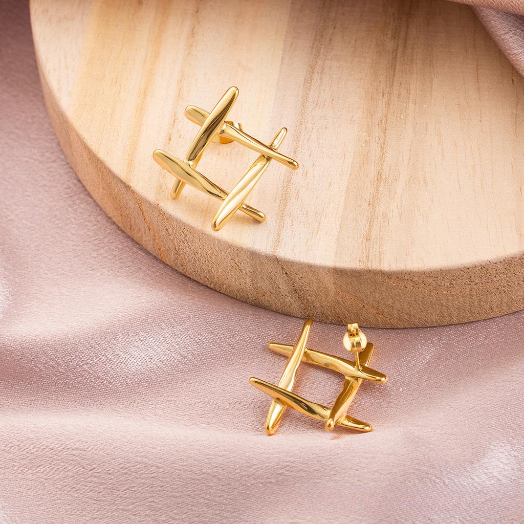Simple Wind Geometric Tic Tic-type Stud Earrings Fashion Personality Gold Earrings Titanium Steel Earrings