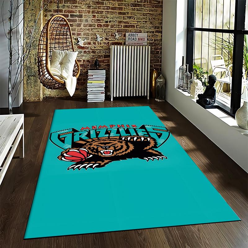 "Memphis Grizzlies Logo Rug with Bear and Basketball Design" Suitable for use as an anti-slip for living room bedroom sofas