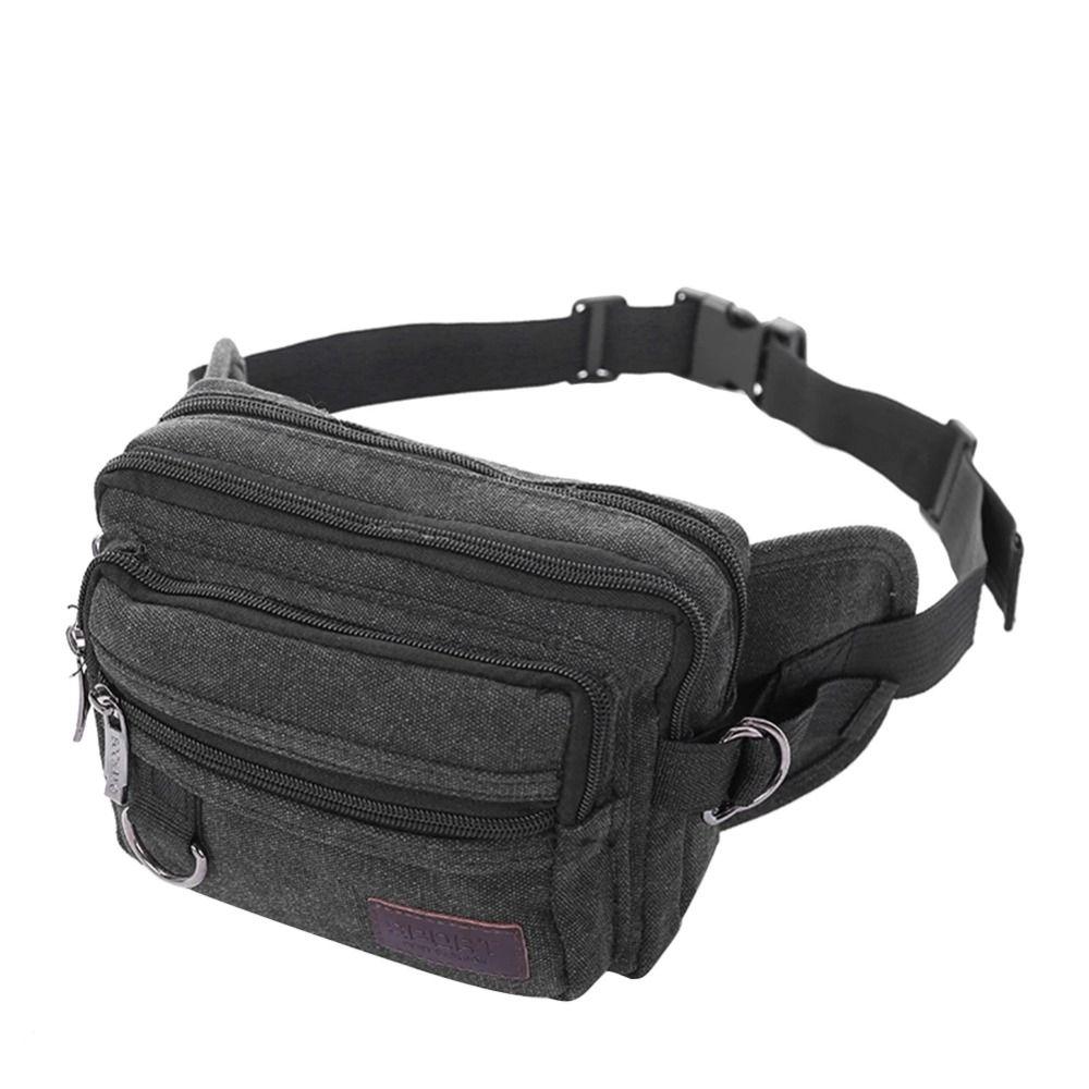 4-layers Multilayer Waist Packs Large Capacity Fanny Pack Portable Canvas Chest Bag Cashier