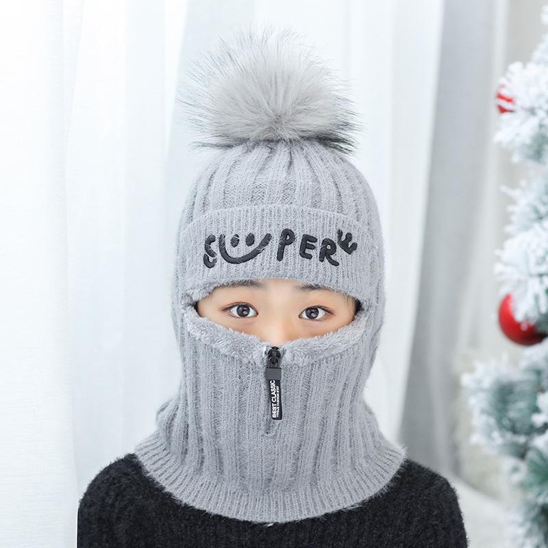 Вязаная шапка, шарф, Балаклава, детская теплая зимняя шапочка с черепами