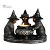 Подсвечник в виде черного кота, смоляной подсвечник в виде кошек на Хэллоуин с ведьмиными шляпами, винтажный подсвечник, настольное украшение, подарок для любителей кошек