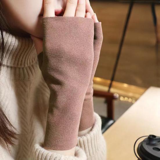 Зимние митенки без пальцев, открытые термо-варежки с отверстиями для большого пальца, теплые перчатки с половиной пальцев для женщин, мужчин, для печати, набора текста, письма