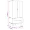OTTA Wardrobe Brown & White 76.5 x 53 x 172 cm Solid Pine Wood
