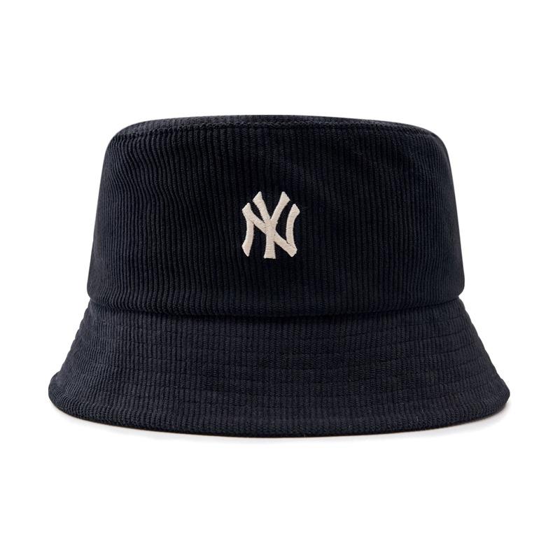 MLB Хлопковая панама-ведро с вышитым логотипом New York Yankees, вельветовая, купольная, унисекс, черная, 57H, без упаковки