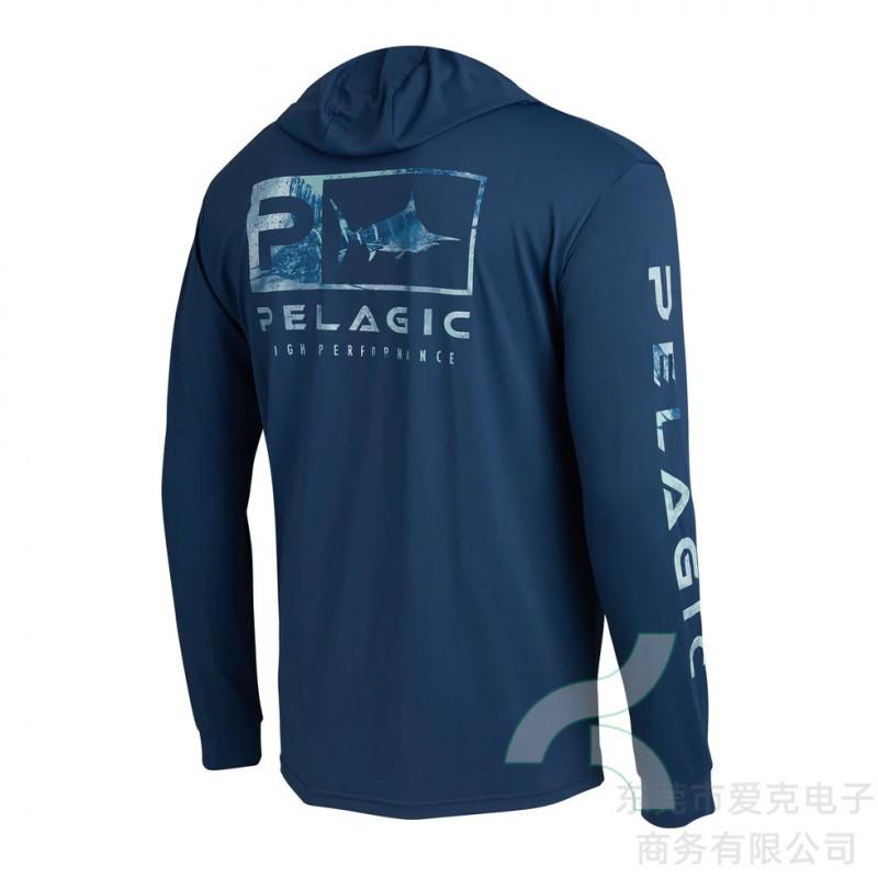 Mens Hooded Quick-Dry Fishing Shirt Outdoor Breathable Sun Protection Top Pelagic Angling Wear