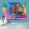 Always Be Rat ional Mouse Rainbow Wall Tapestry Colorful Stripe Funny Rodent Pun Quote Humor Animal Bedroom Living Room