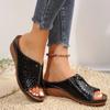 Comfortable Women's Wedge Sandals with Soft Sole and Wear-resistant Faux Leather Platform Slides
