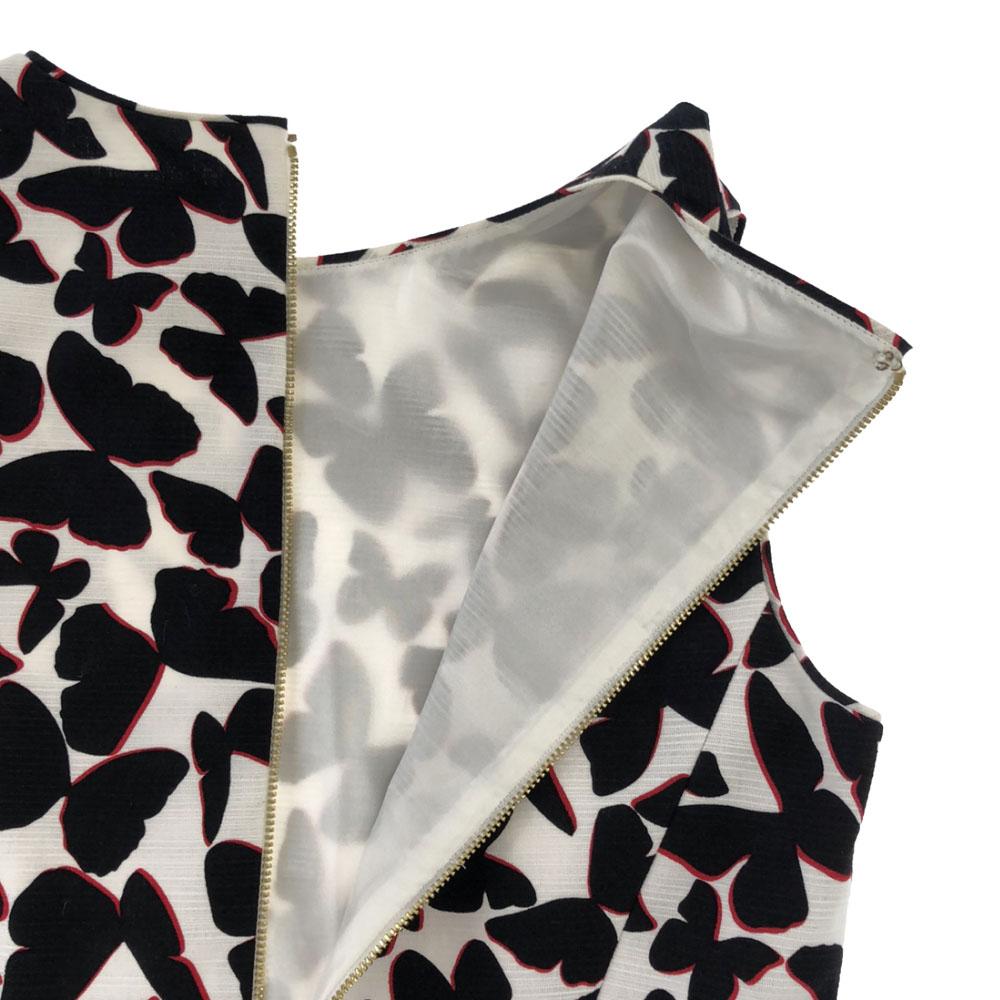 Kate Spade Сплошной узор с бабочками Однотонное платье без рукавов Застежка-молния сзади Женское Б/У