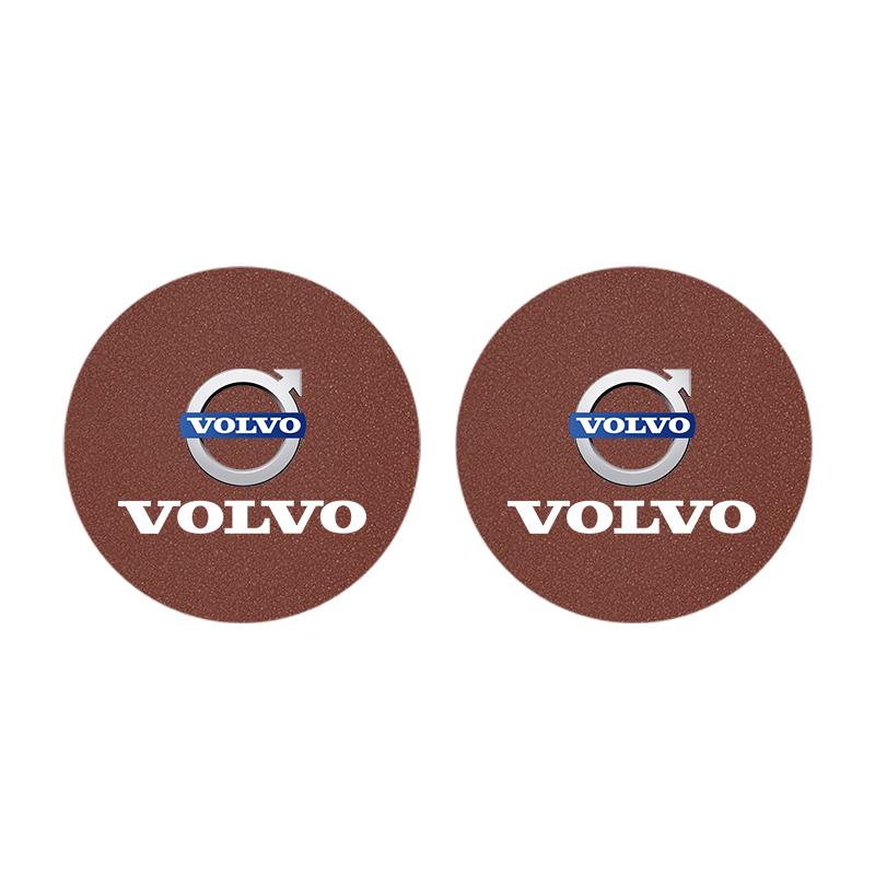 2Pcs Suede Leather Coaster Car Water Cup Anti-slip Pad Mat Auto Interior For Volvo XC60 XC90 V40 V60 S60 V50 V90 S80 C40 V70 C30