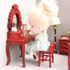 1:12 Dollhouse Miniature Wooden Makeup Dressing Table With Stool Dressing Cabinet Storage Cabinet Dolls Bedroom Bathroom Furniture Decor