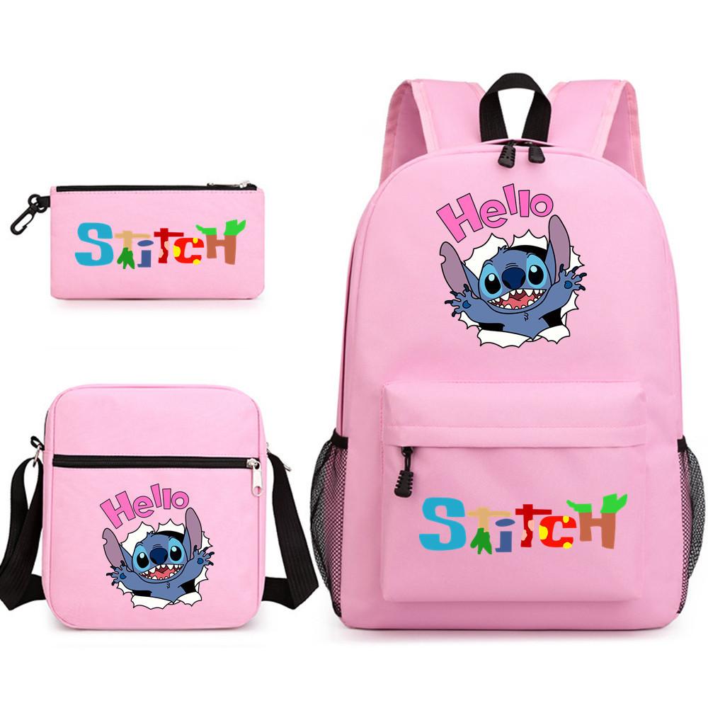 Interstellar Baby Stitch Three-Piece School Bag Cartoon Peripheral Printed Polyester Backpack Student School Bag Leisure Bag