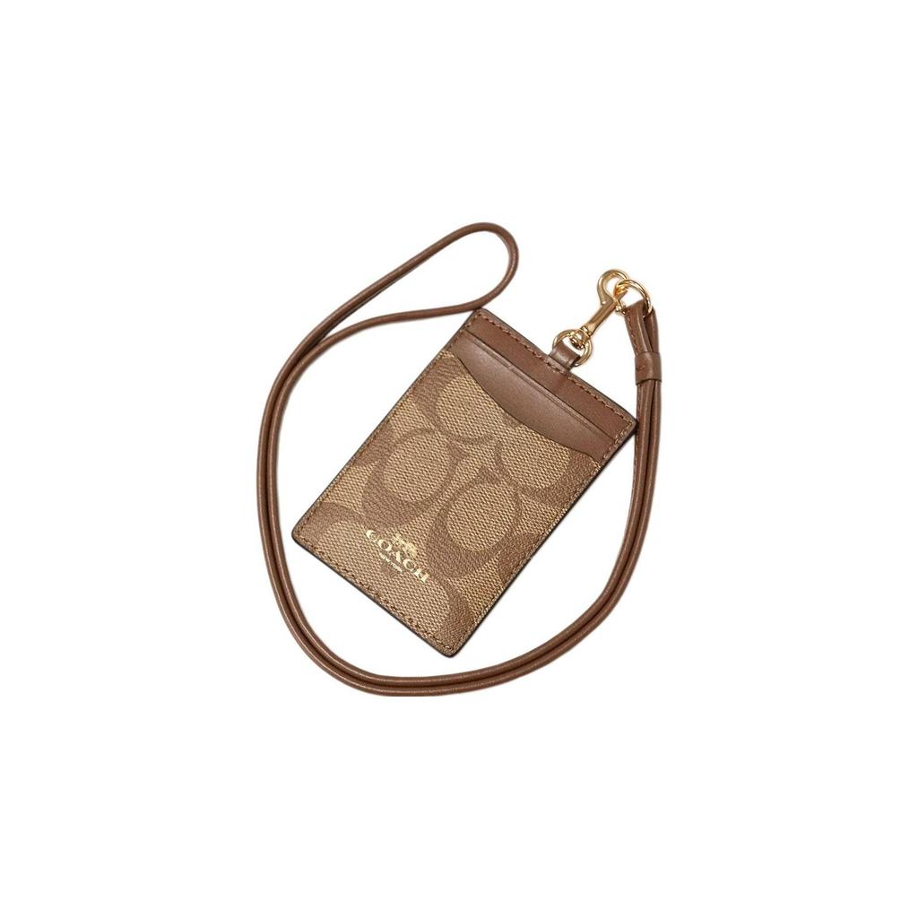 Coach Ремешок для ключей 7 Monogram из холста с покрытием и кожи, сумка-клатч, держатель для карт, женская сумка, цвет хаки, коричневый 63274-IME74