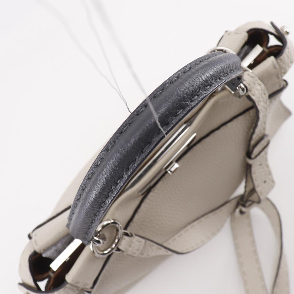 FENDI Peekaboo Selleria Medium Handbag 8BN290 2WAYShoulder By color Light gray leather Women Used