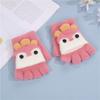 Children's Gloves with Half-Finger Flip Cover, Winter Cute Thickened Warm Five-Finger Gloves for Boys and Girls, Suitable for Elementary School