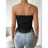 Women's Summer Slim Solid Colour Drawstring Short Plunge Tank Top