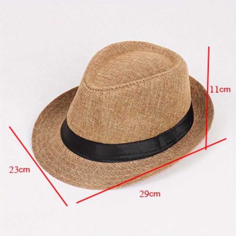 Men's Hat Woven Straw Sunshade Hat Casual Hat Belt Buckle Beach Hat Straw Sun White Wedding Black Belt Fedoras