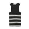 Spring and Summer New Arrival Stripes I-Shaped Vest round Neck Stretch Tight Sleeveless Knitting Tops 3471008