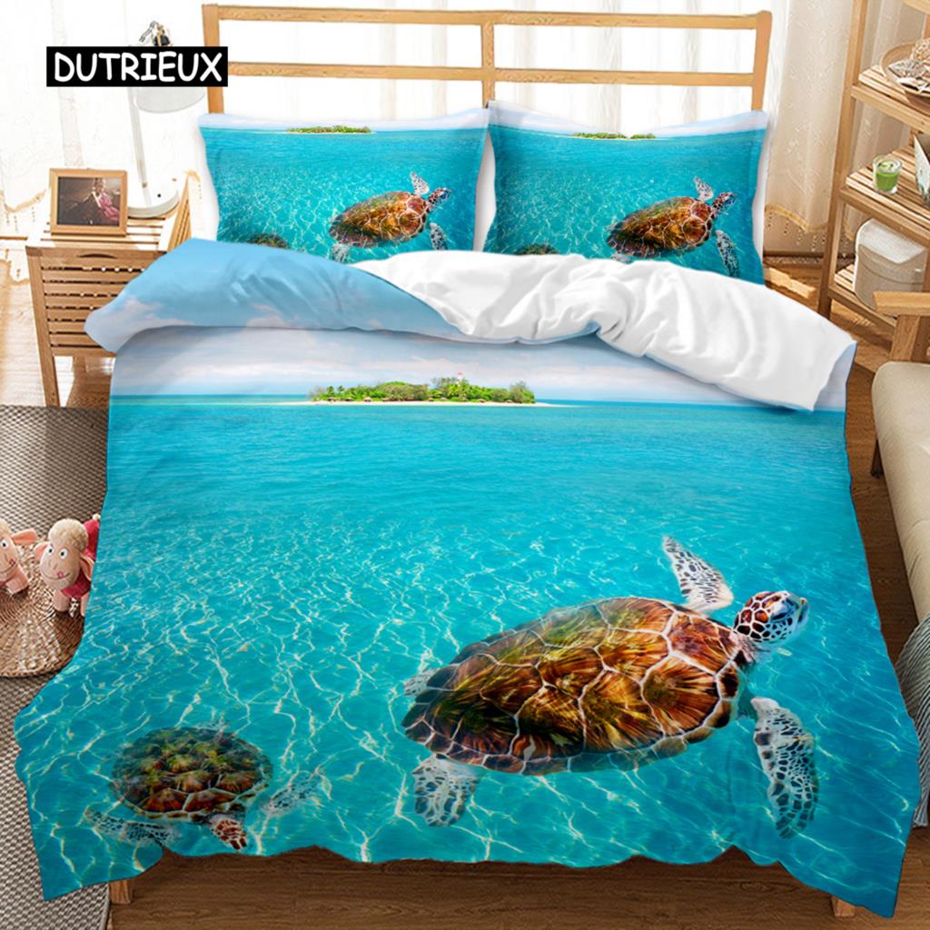 Комплект постельного белья «Морская жизнь» с изображением светящейся медузы, комплект постельного белья из полиэстера с изображением тропической морской рыбы под морем «Морская жизнь»