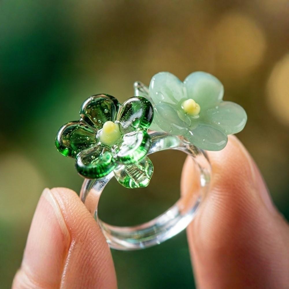 Handmade Glass Bird Ring Childishness Coloured Glaze Ring Fashion Flowers Finger Ring Hipster