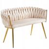 Beige Velvet Sofa with Interwoven 2-seater Gold Legs for the Living Room Furnitex