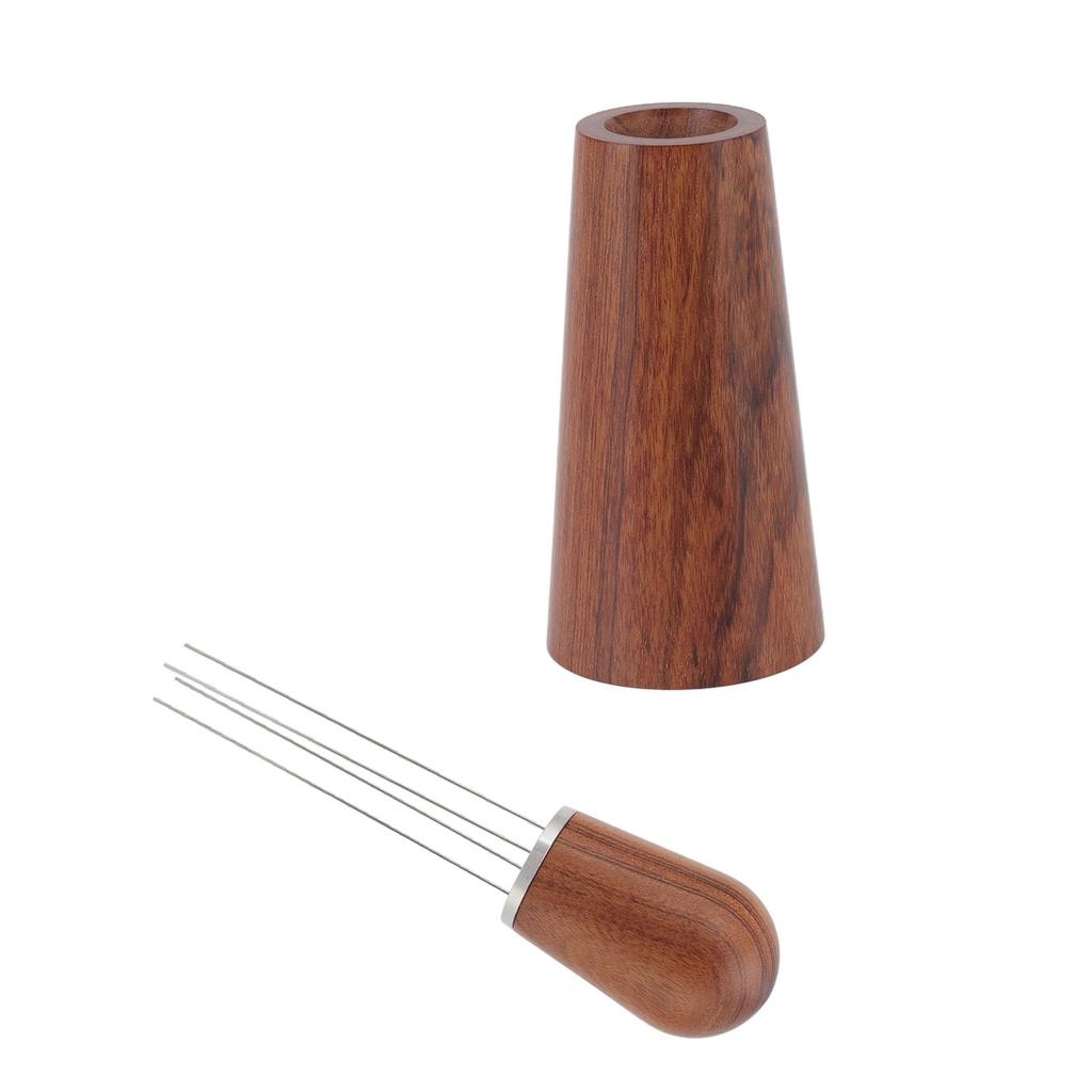 Coffee Powder Stirring Tool Needle Type Coffee Stirrer Distributor with Natural Wood Handle for