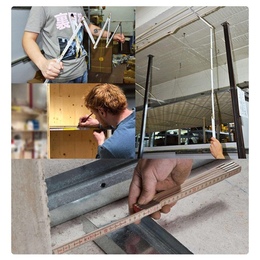 Портативная деревянная складная линейка 2 м, выдвижная пластиковая линейка, двусторонняя, 1 м, измерительная рейка, инструменты для рисования